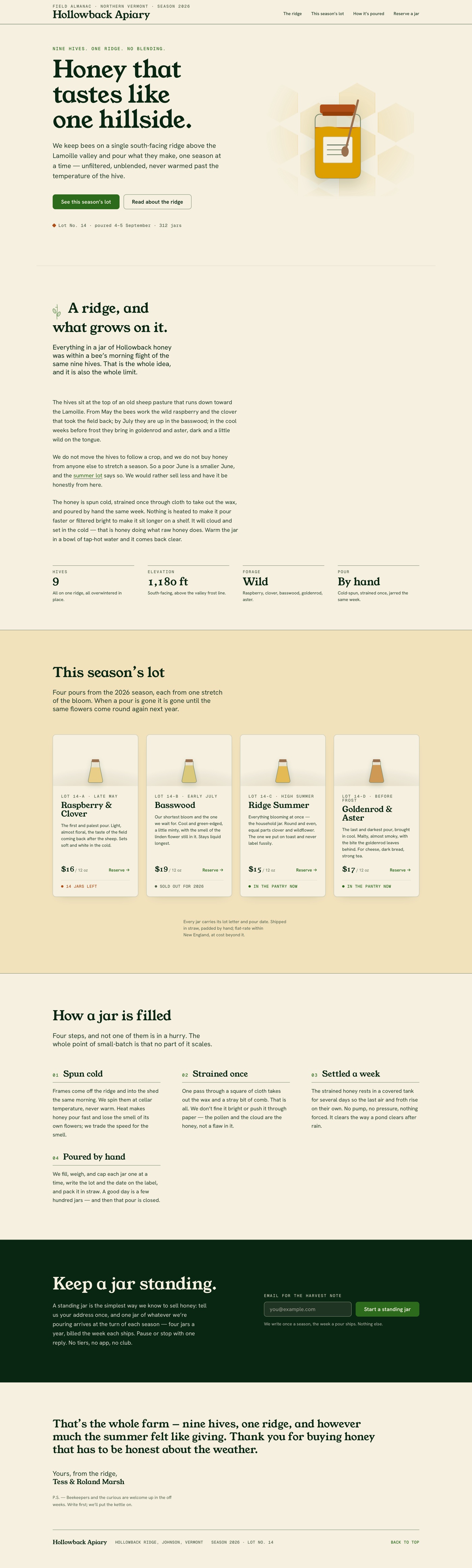 Honeyback — sample website by Metroplex Media Lab